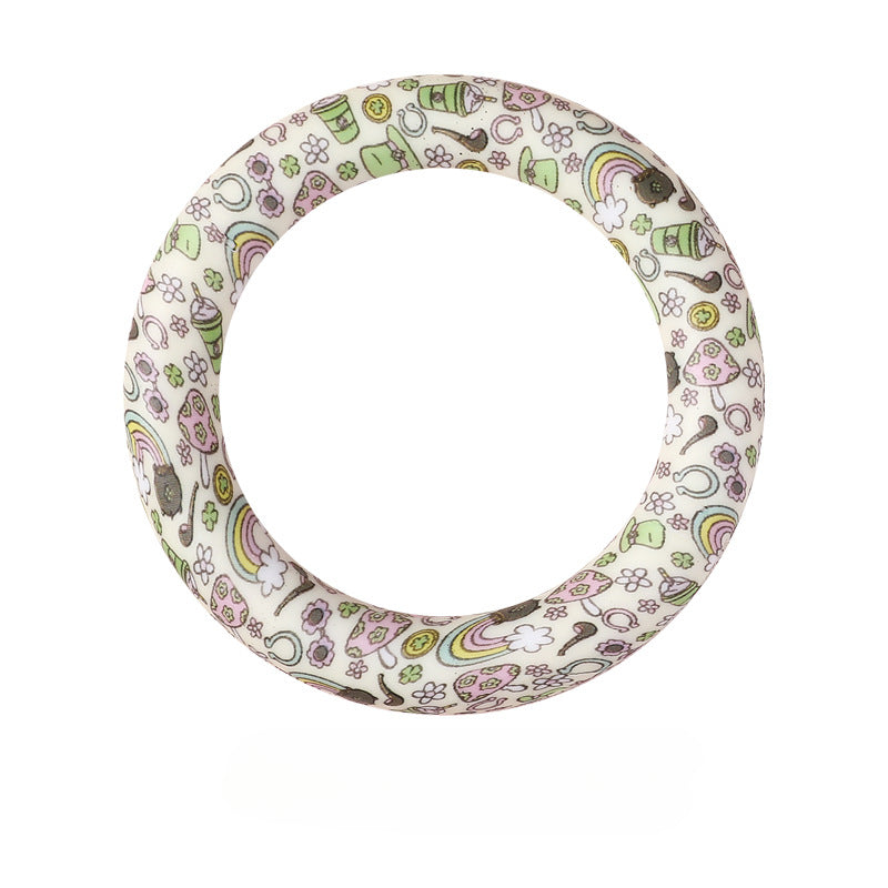 Wholesale 20pcs Silicone Bead Ring Keychain Beaded Jewelry Children DIY Handmade Silicone Bracelet